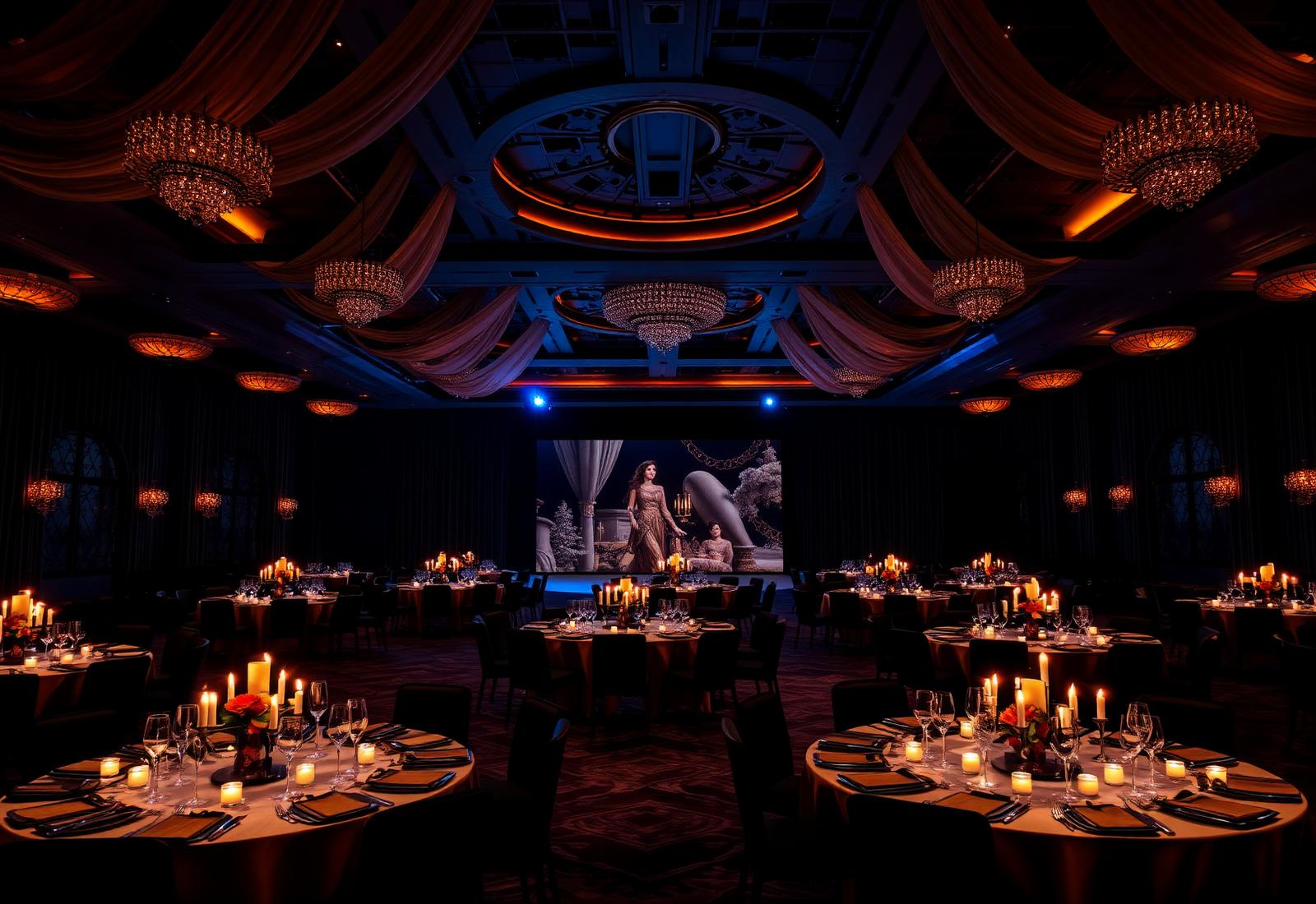Elegant event venue at dusk